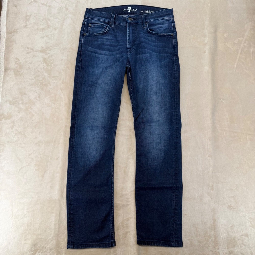 7 For All Mankind Slimmy Jeans Women 31 Indigo Excellent Slim Straight Stretch